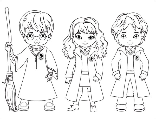Harry Potter Hermine und Ron Niedlich coloring page for children