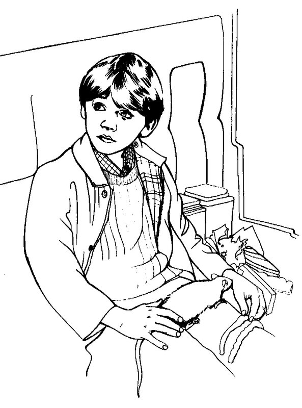 Harry Potter Ron Weasley dans le train coloring page for children
