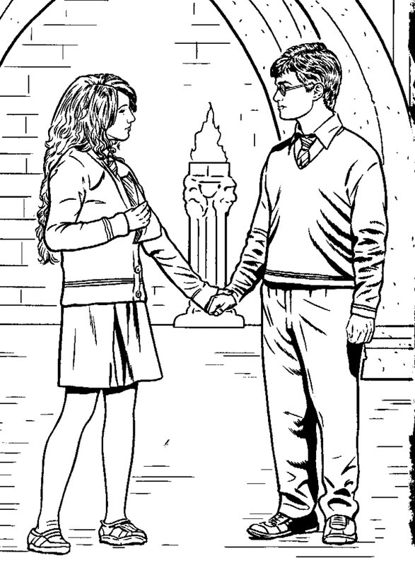 Harry Potter Y Hermione De La Mano coloring page for children