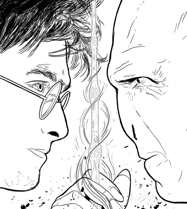 Harry Potter y Voldemort coloring page for children