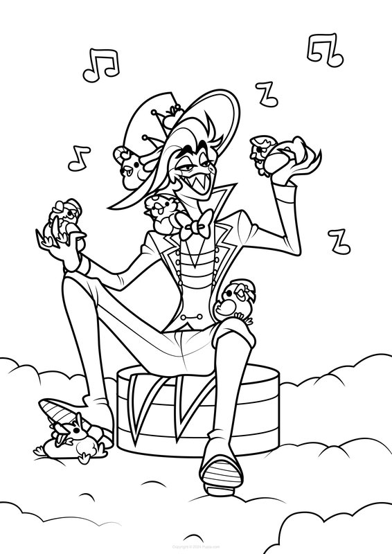 Hazbin Hotel Lucifer en vogels coloring page for children