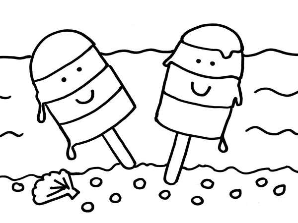 Helados En La Playa coloring page for children
