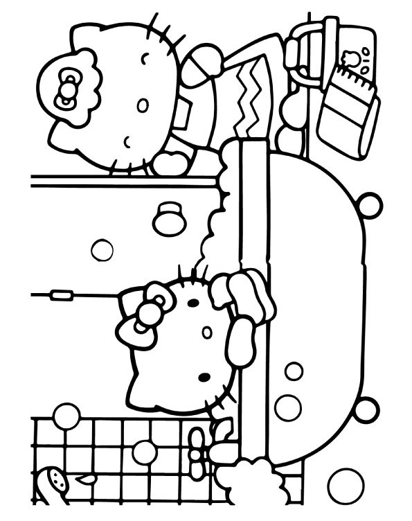 Hello Kitty Bad coloring page for children