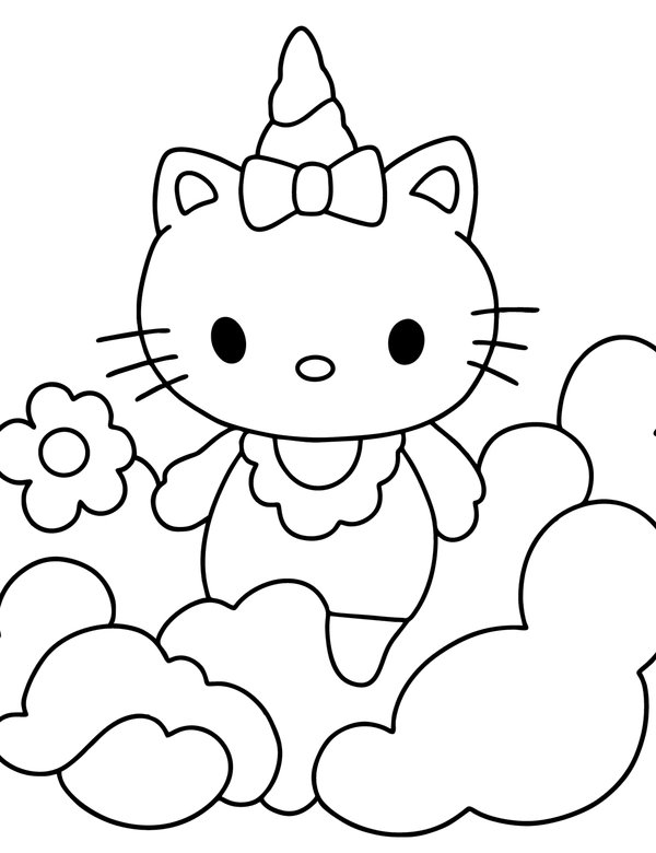 Hello Kitty Clouds coloring page for children