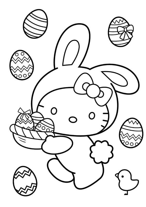 Hello Kitty De Pascua coloring page for children