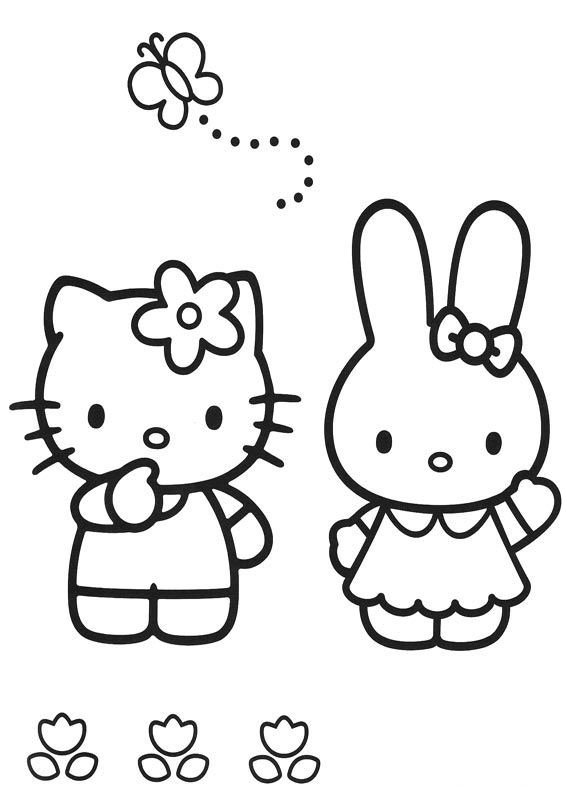 Hello Kitty Friend Butterfly coloring page for children