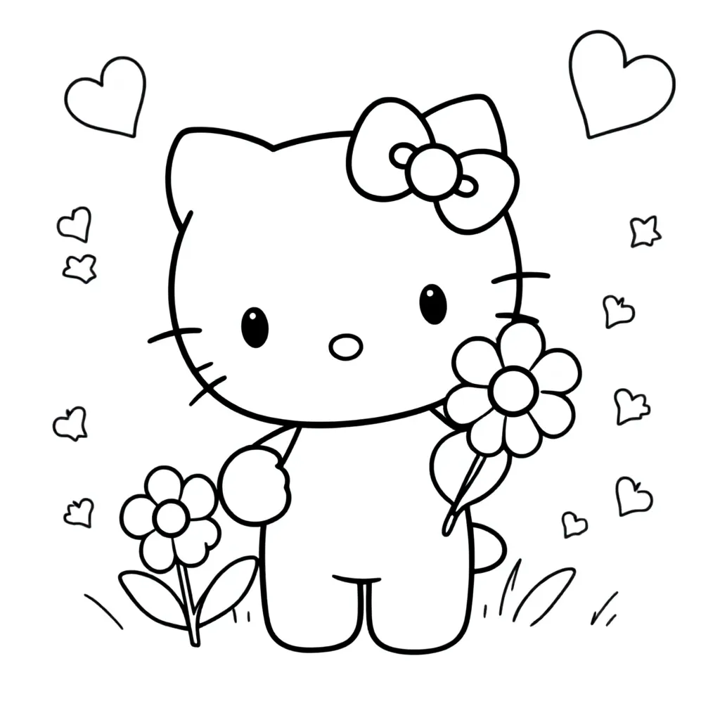 Hello Kitty coloring page for children