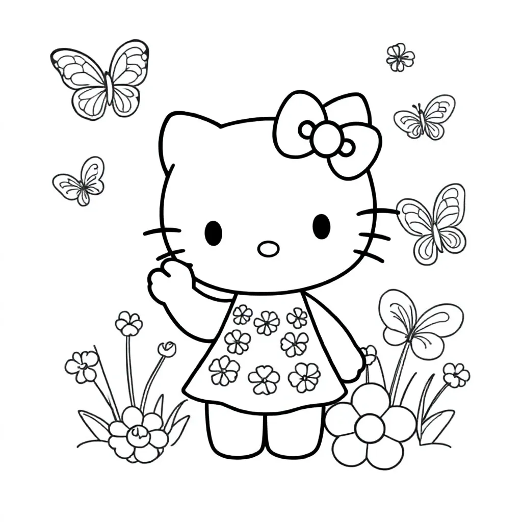 hello kitty kleurplaat voor kinderen