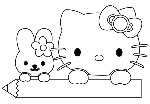 Hello Kitty Pencil coloring page for children