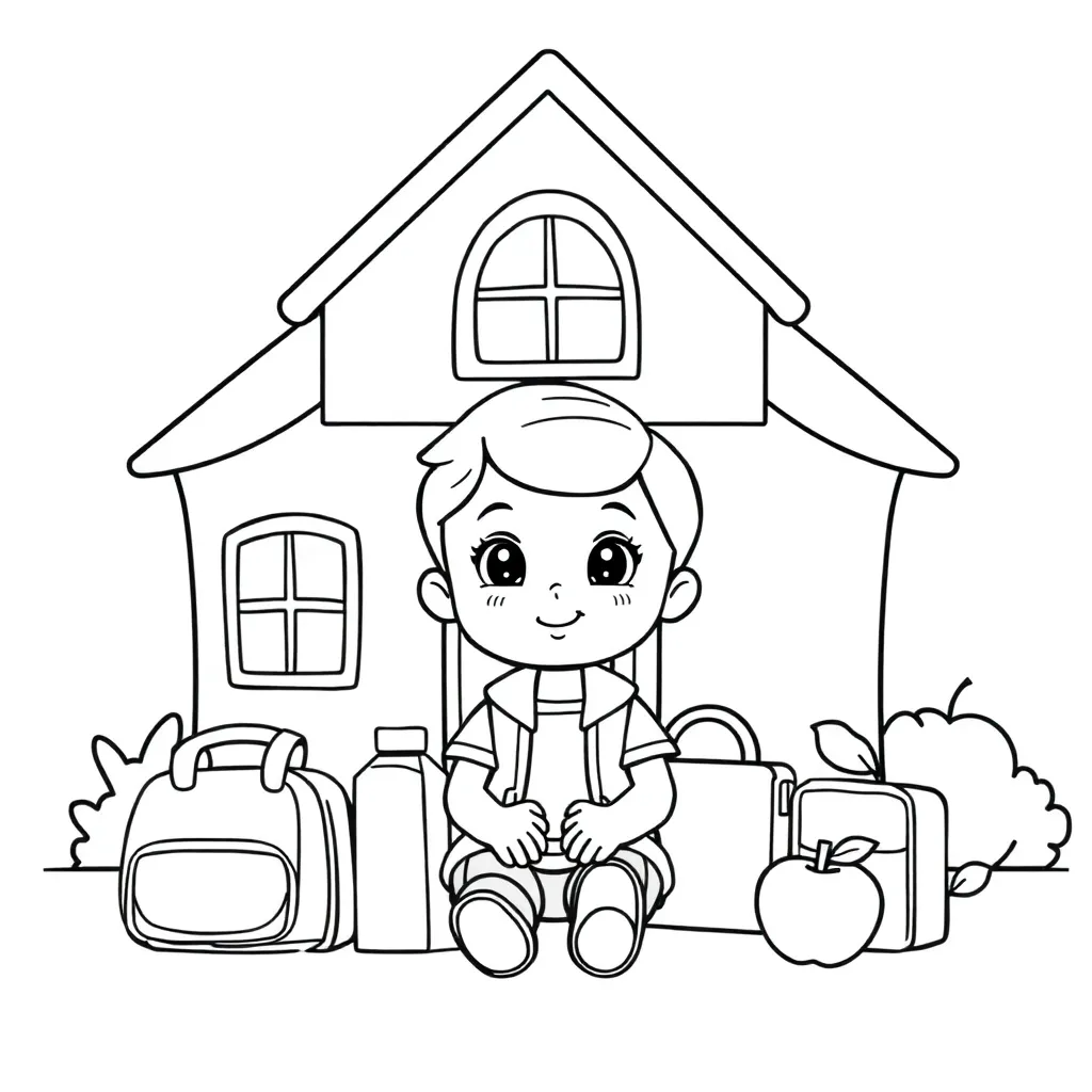 Hello Kitty Schattig School Huis Dagelijks coloring page for children