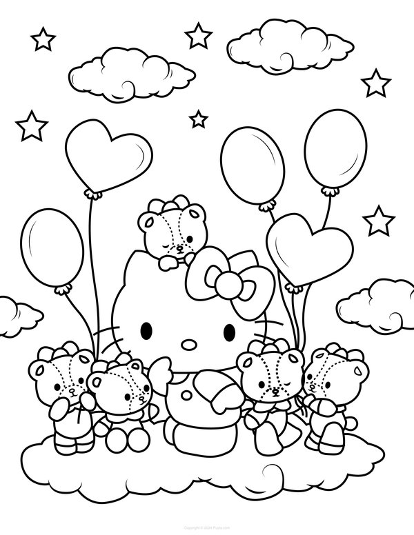 Hello Kitty Y Los Ositos coloring page for children