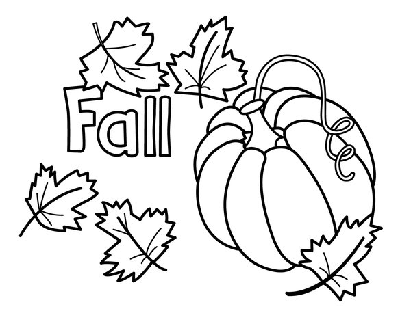 Herbst Kurbis Blatt coloring page for children