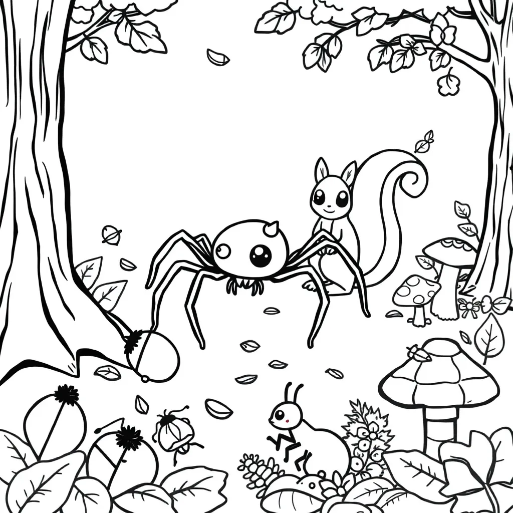 Herfst Bos Eekhoorn Natuur Seizoen coloring page for children