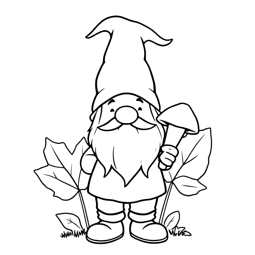 herfst kabouter coloring page for children