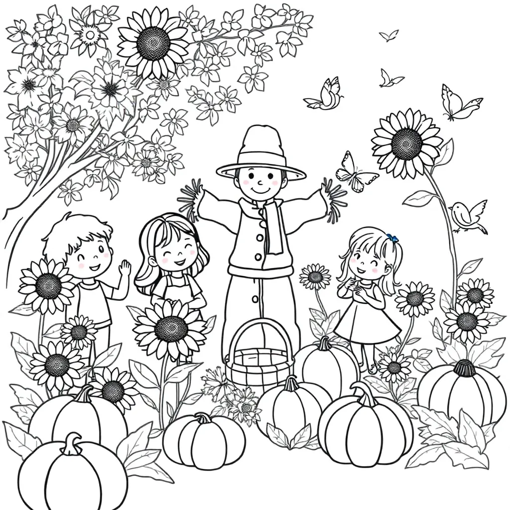 Herfst Kinderen Tuin Seizoen Natuur coloring page for children