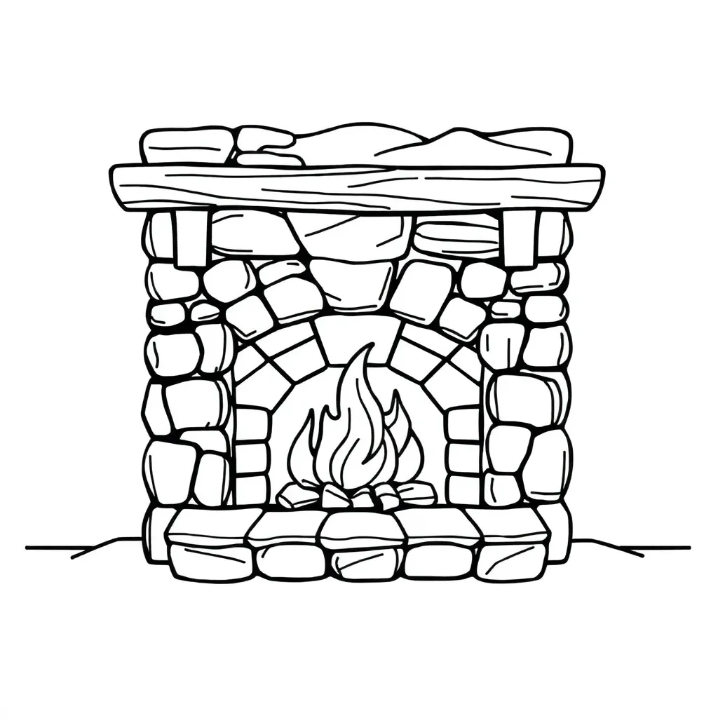 Herfst Open Haard Gezellig Winterseizoen coloring page for children