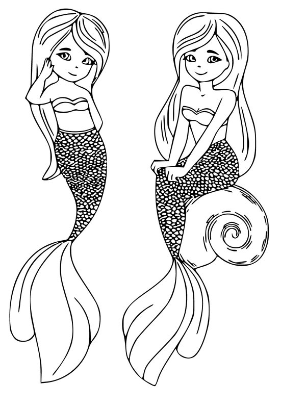 Hermanas Sirenas coloring page for children