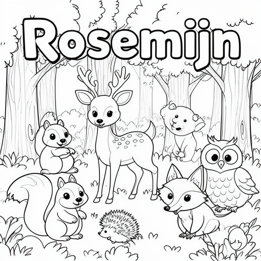 hert eekhoorn egel bos vos uil kleurplaat voor kinderen