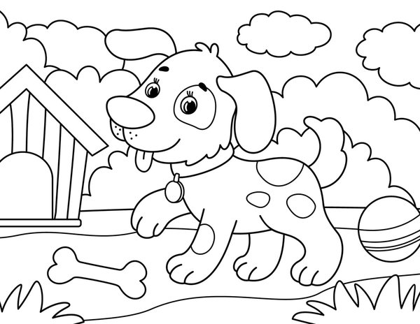 Hond Bot Bal coloring page for children