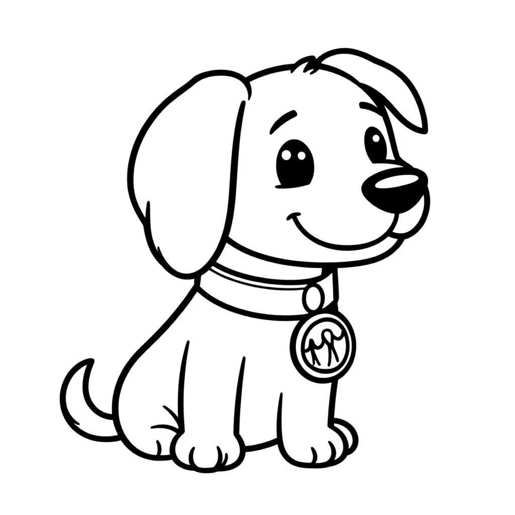 Hond Cartoon Schattig Vrolijk Medaillon coloring page for children