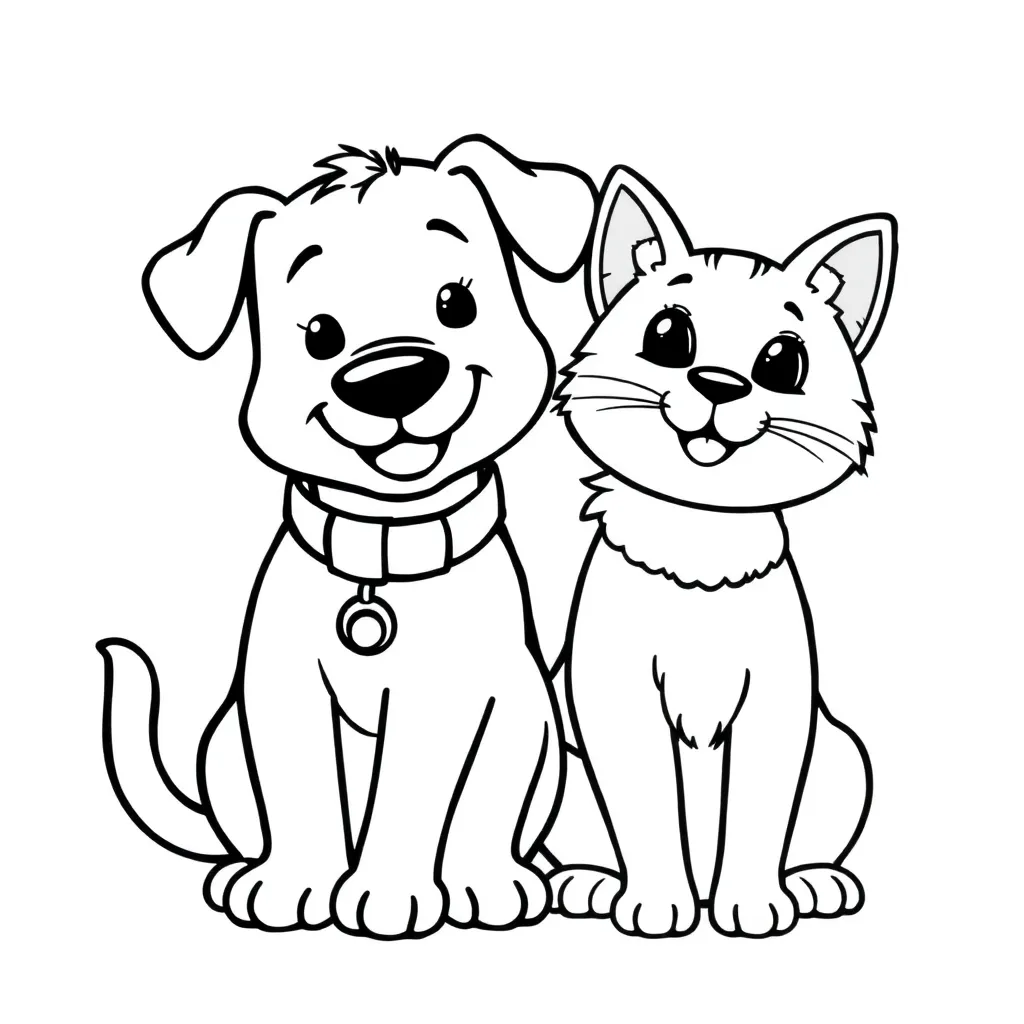 Hond Kat coloring page for children