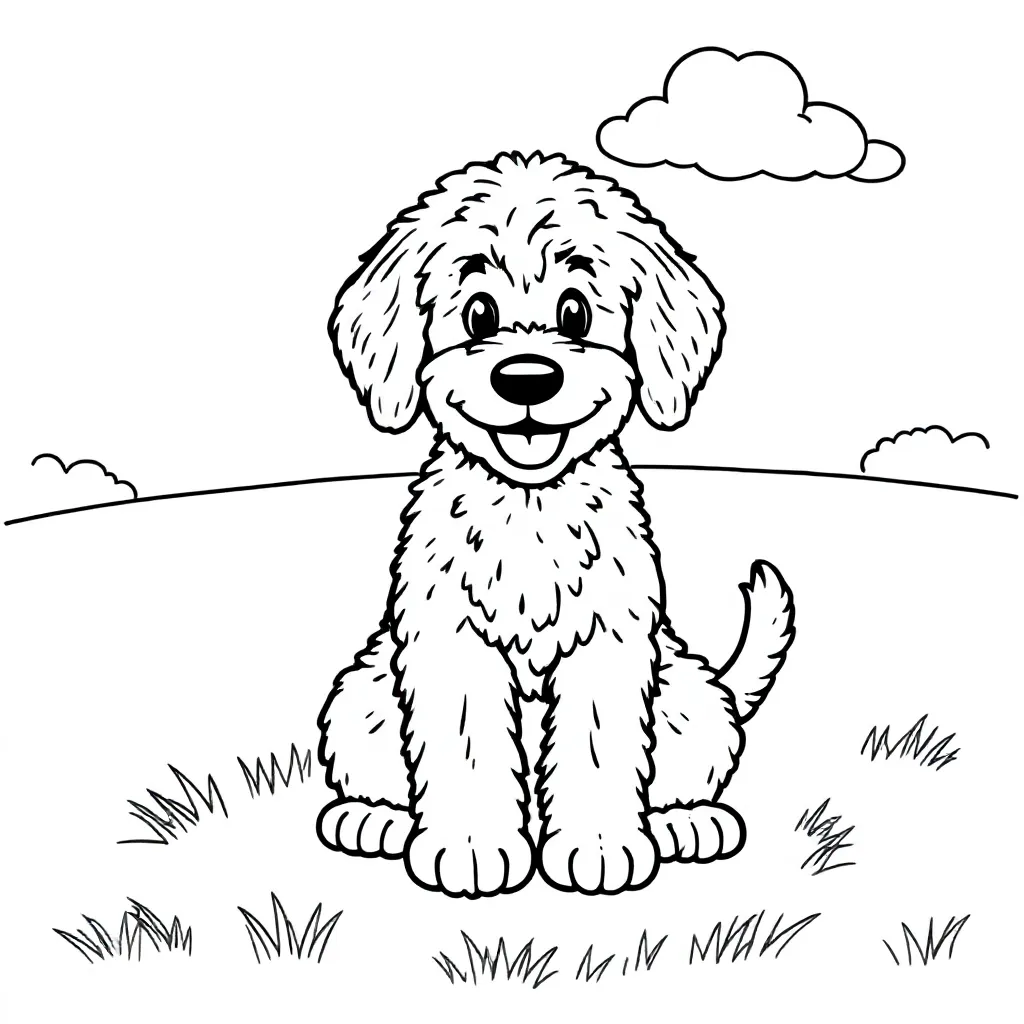 Hond labradoodle kleurplaat voor kinderen