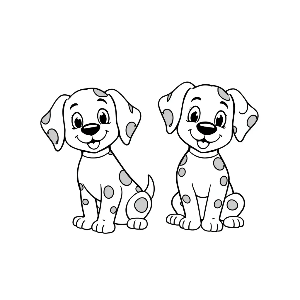 Honden Cartoon Schattig Vrolijk Tekening coloring page for children