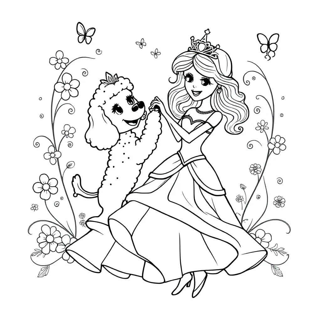 Hondje Mambo Van De Prinsessen Een Poedel coloring page for children