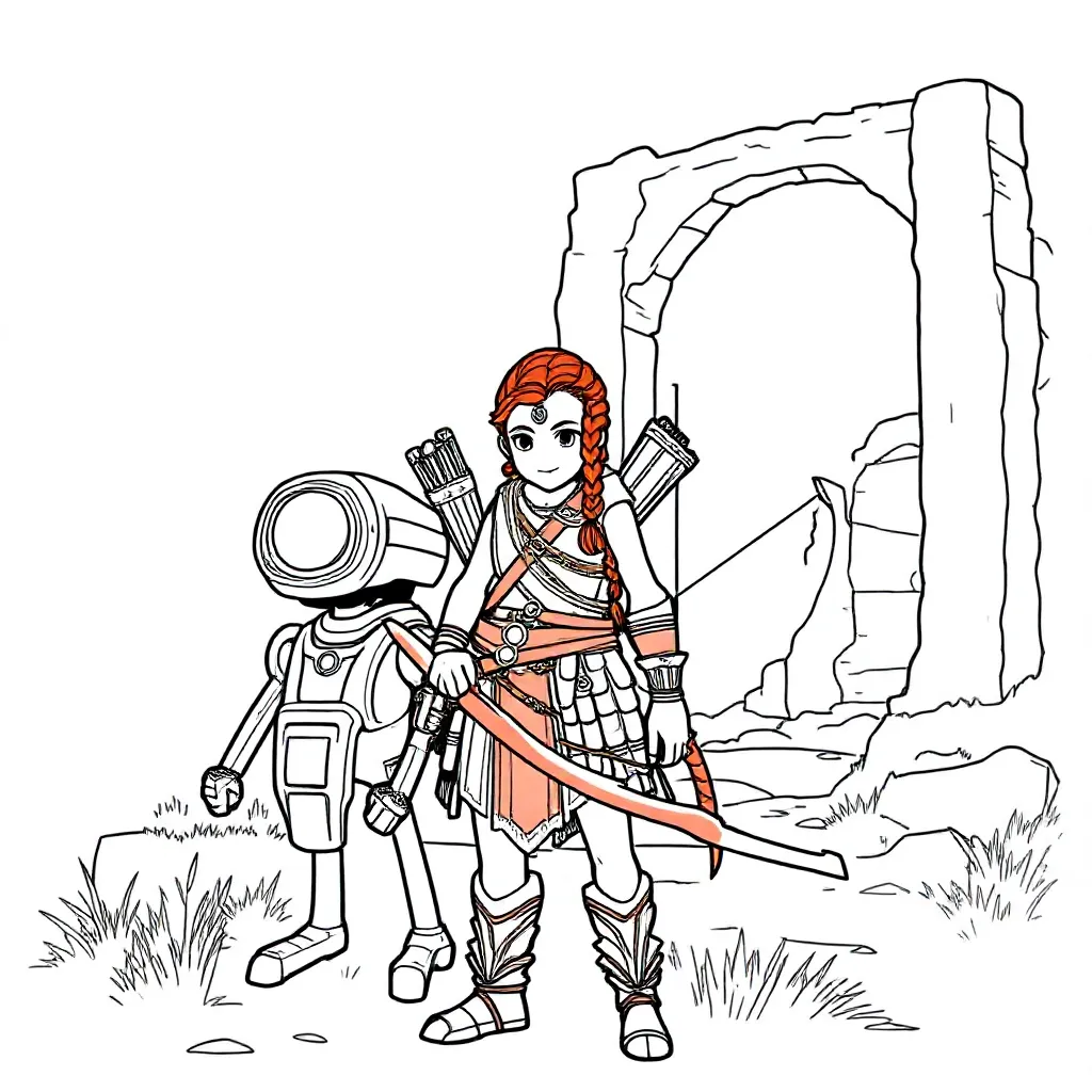 Horizon Forbidden West coloring page for children