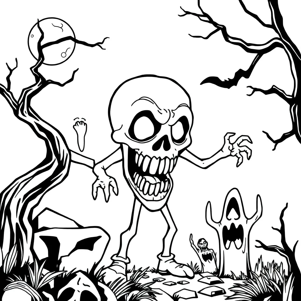 Horror Monsters Griezelig Donker Angstaanjagend coloring page for children