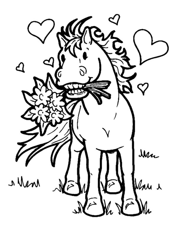 Horse Love coloring page for children