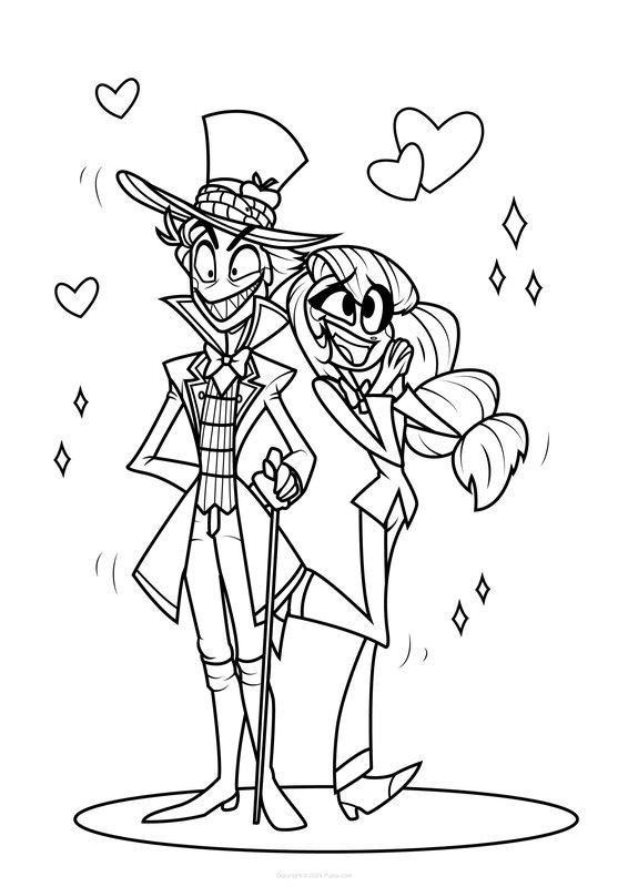 Hotel Hazbin Charlie Morningstar Y Lucifer coloring page for children