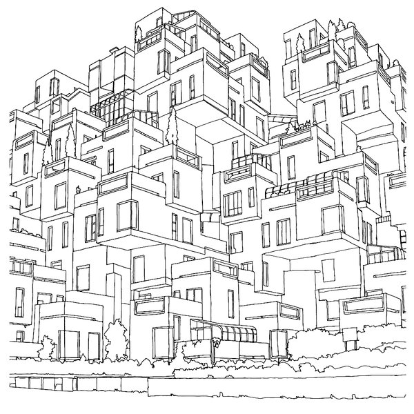 House Blocks Building coloring page for children