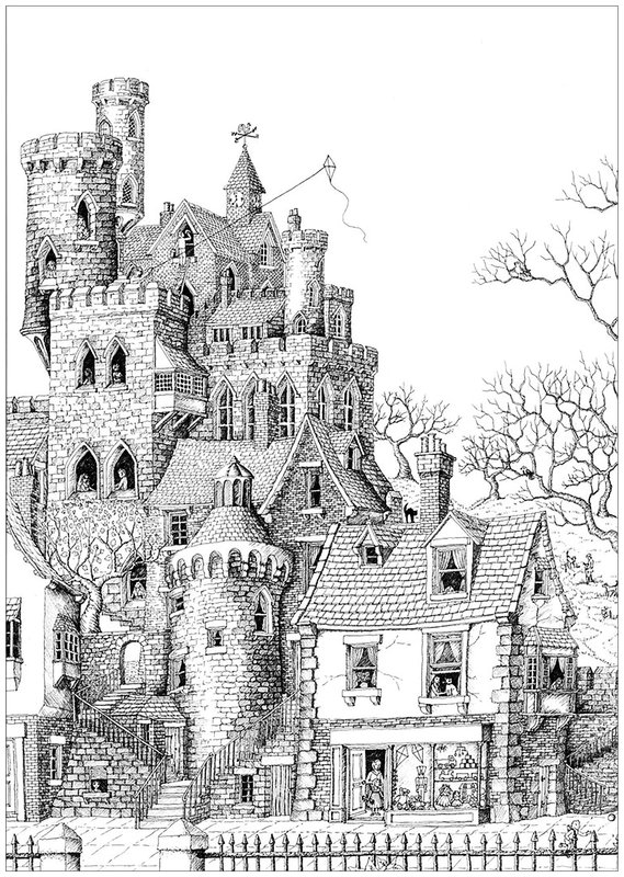 House High Castle Detailed coloring page for children