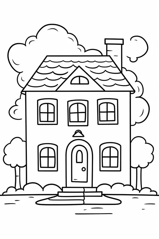 House with Many Windows coloring page for children
