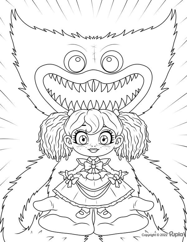 Huggy Wuggy Cute Girl coloring page for children