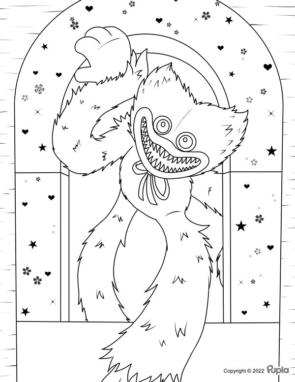 Huggy Wuggy Klimt Poort coloring page for children