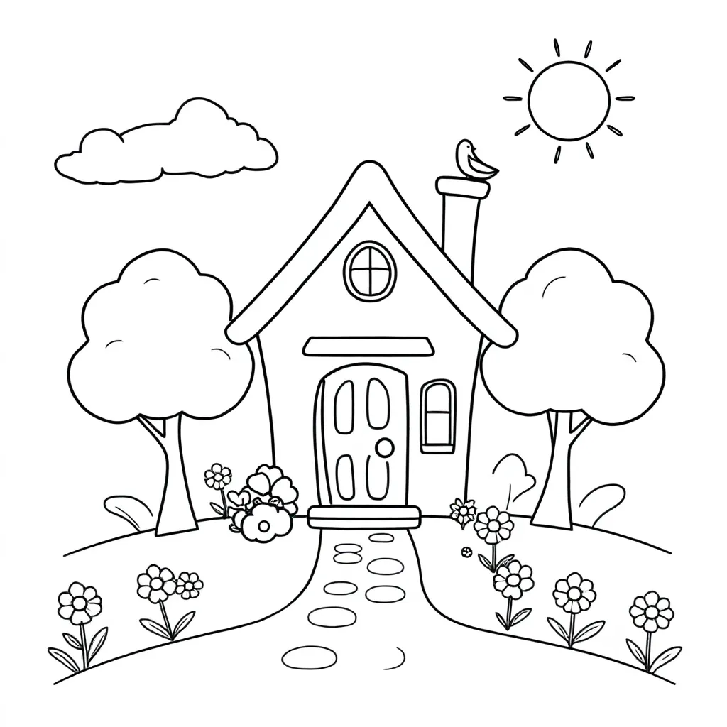 Huis coloring page for children