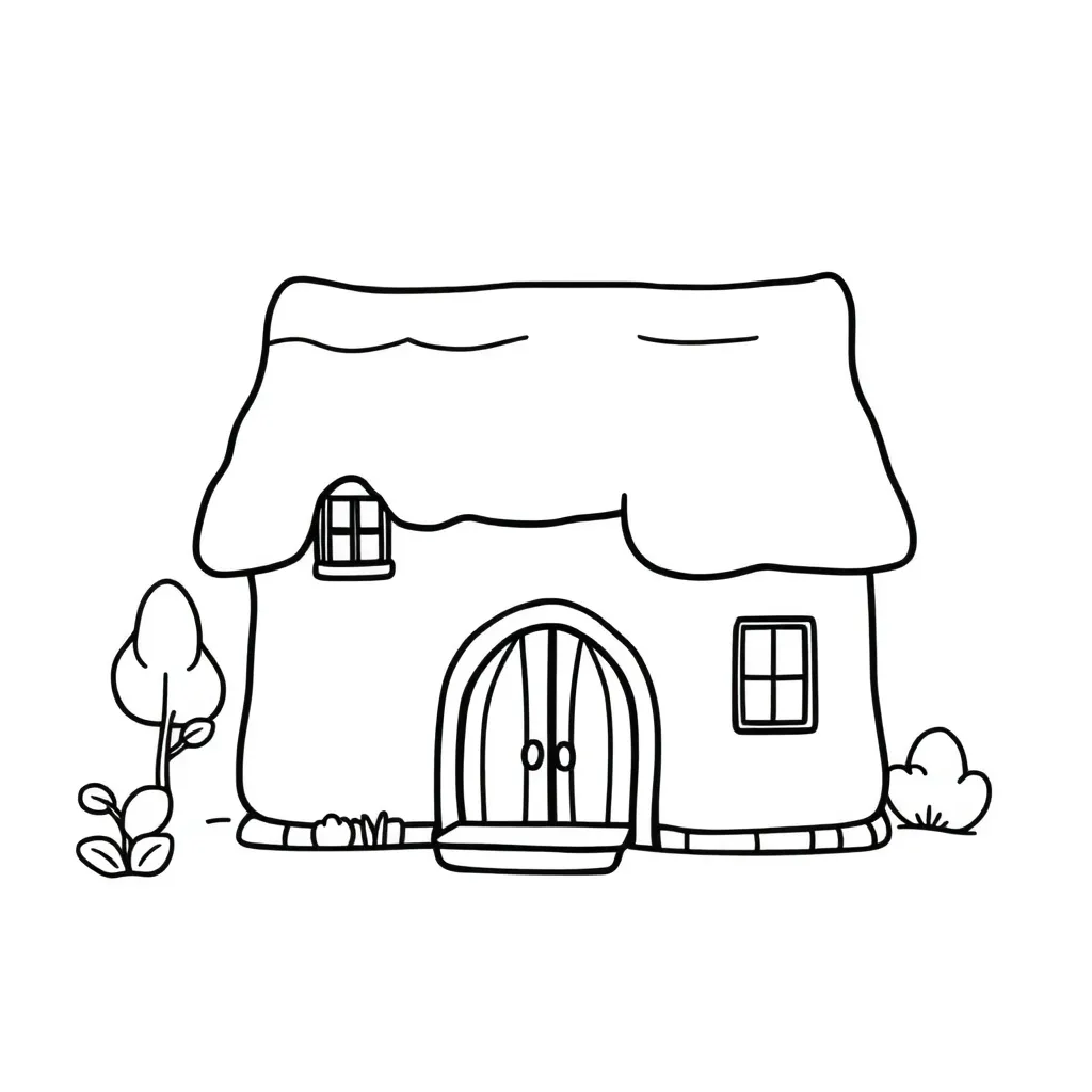 Huis Woning Tuin Architectuur Landelijk coloring page for children