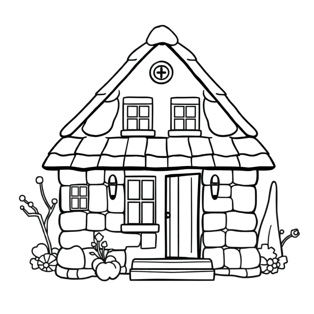 Huis Woning Tuin Architectuur Landelijk coloring page for children