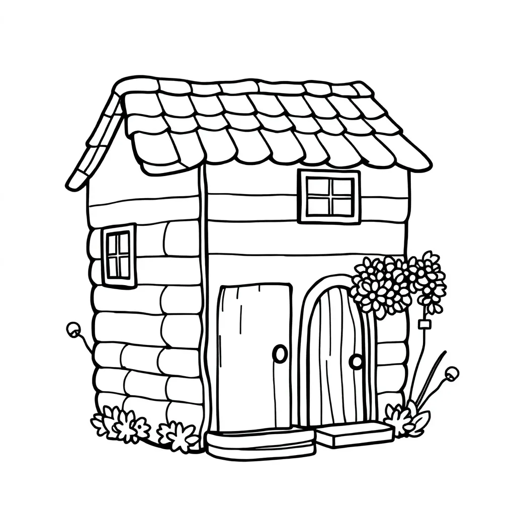 Huis Woning Tuin Architectuur Landelijk coloring page for children