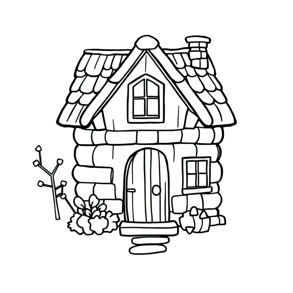 Huis Woonhuis Architectuur Tuin Landelijk coloring page for children