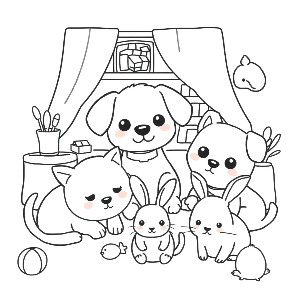 Huisdieren coloring page for children