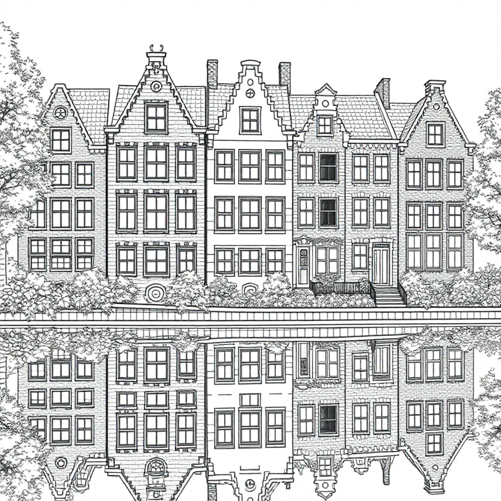 Huizen Aan Degracht coloring page for children