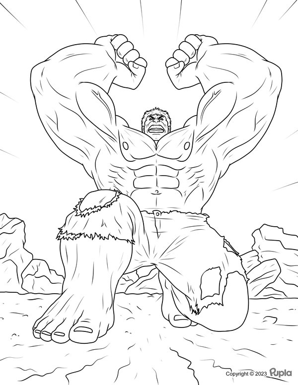 Hulk Sentado De Rodillas coloring page for children