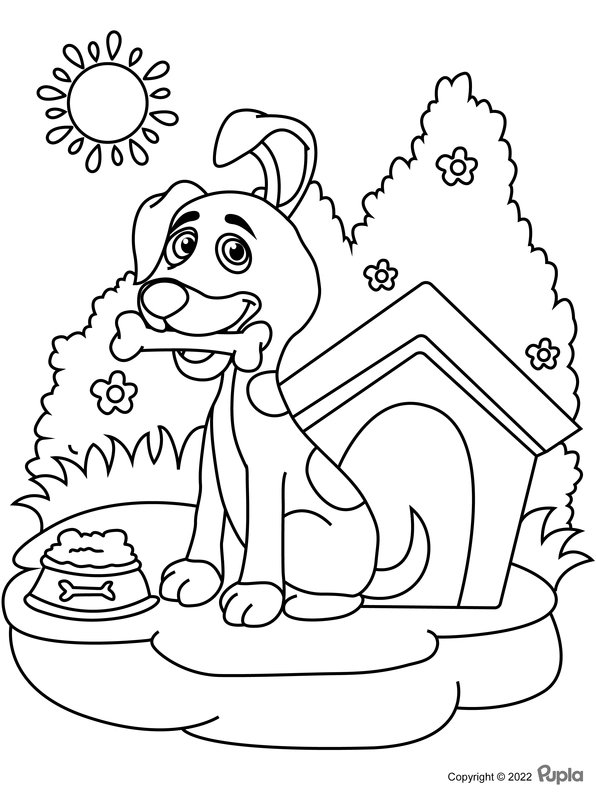 Hund Mit Hundeknochen coloring page for children