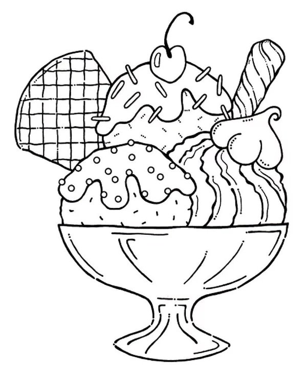 Ice Cream Dessert coloring page for children