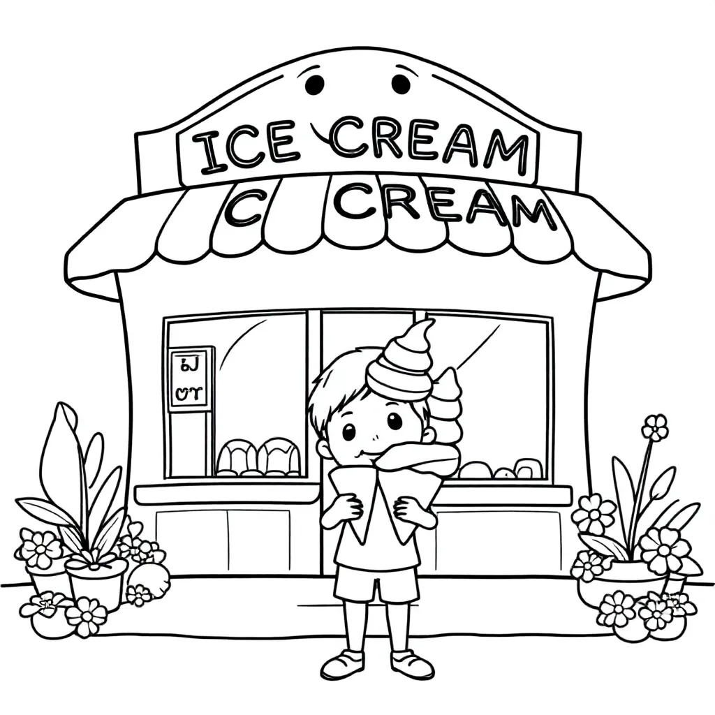 IJSWINKEL kleurplaat voor kinderen