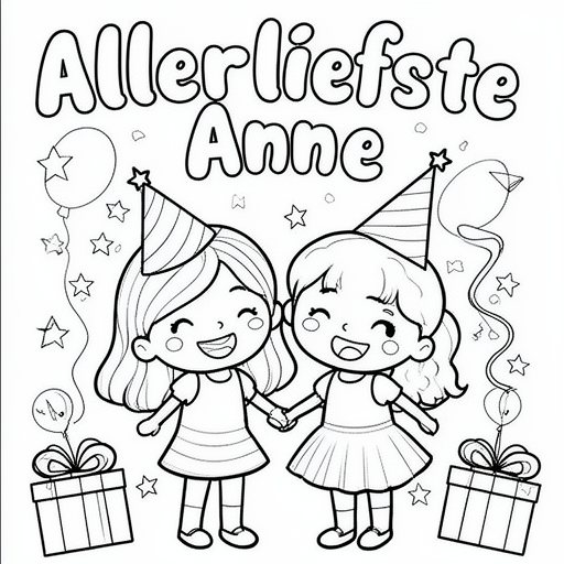 Iets met verjaardag en beste vriendinnen kleurplaat voor kinderen