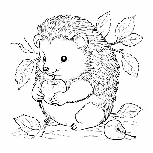 Hedgehog Holds an Apple